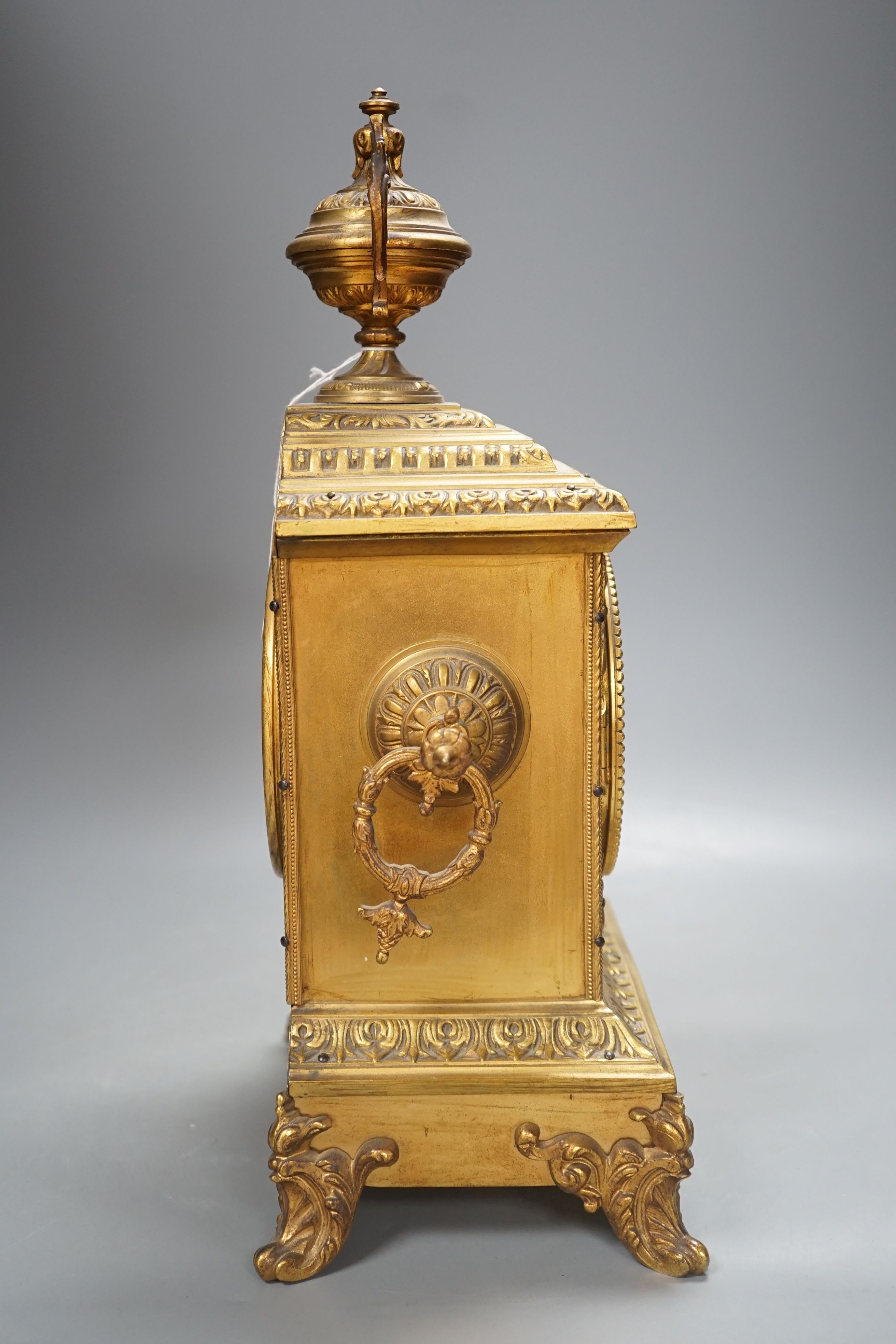 A French gilt metal mantel clock-41cm high.